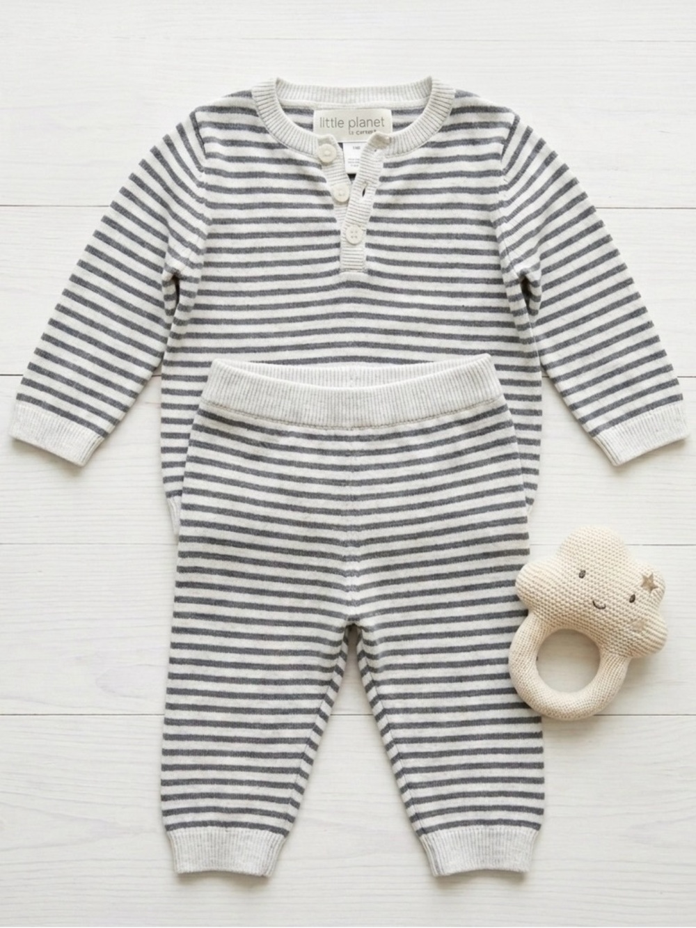 Baby Little Planet Carter’s Organic Cotton Striped Sweater and Pant set size 9m